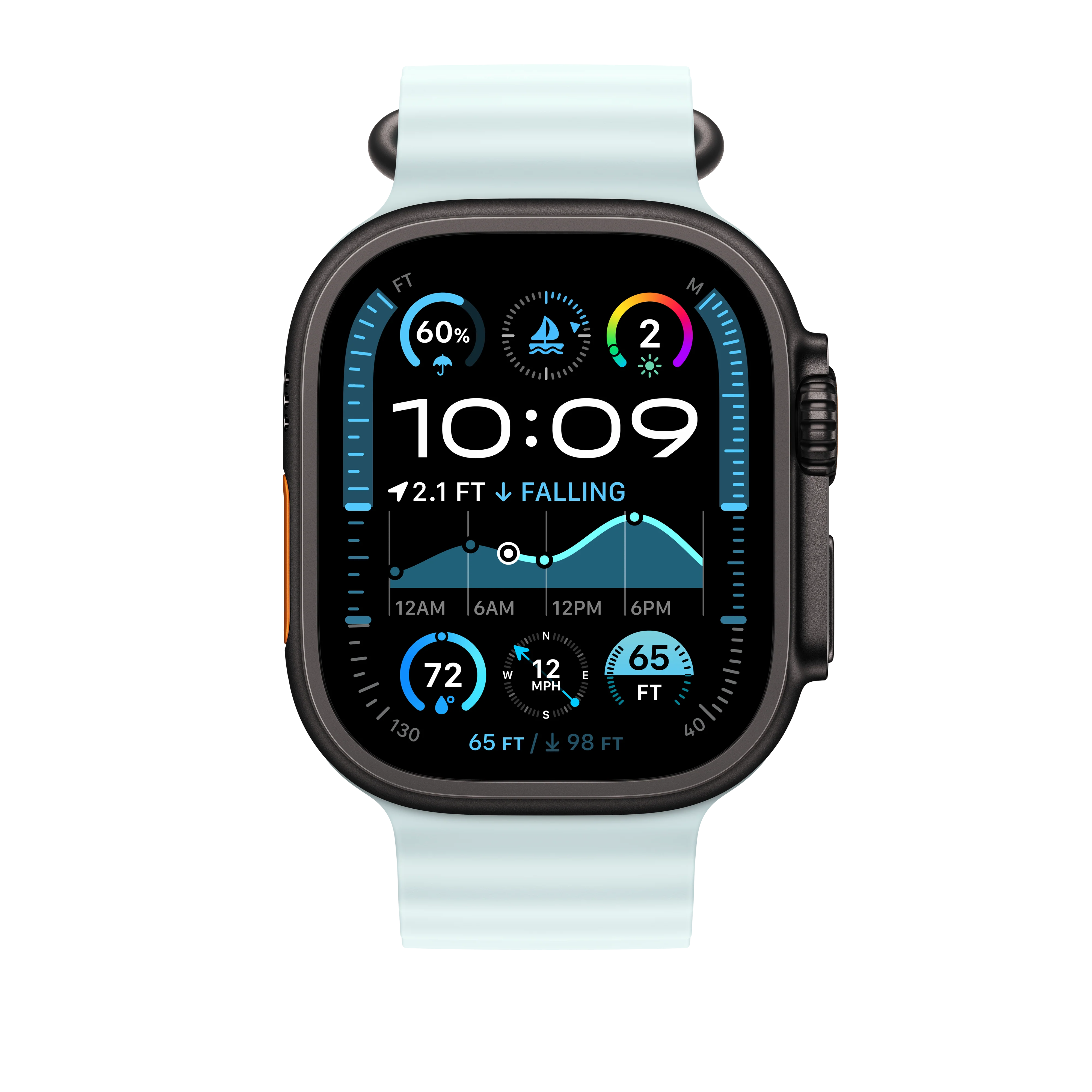 49mm Ice Blue Ocean Band Extension - Black Titanium Finish - Image 3