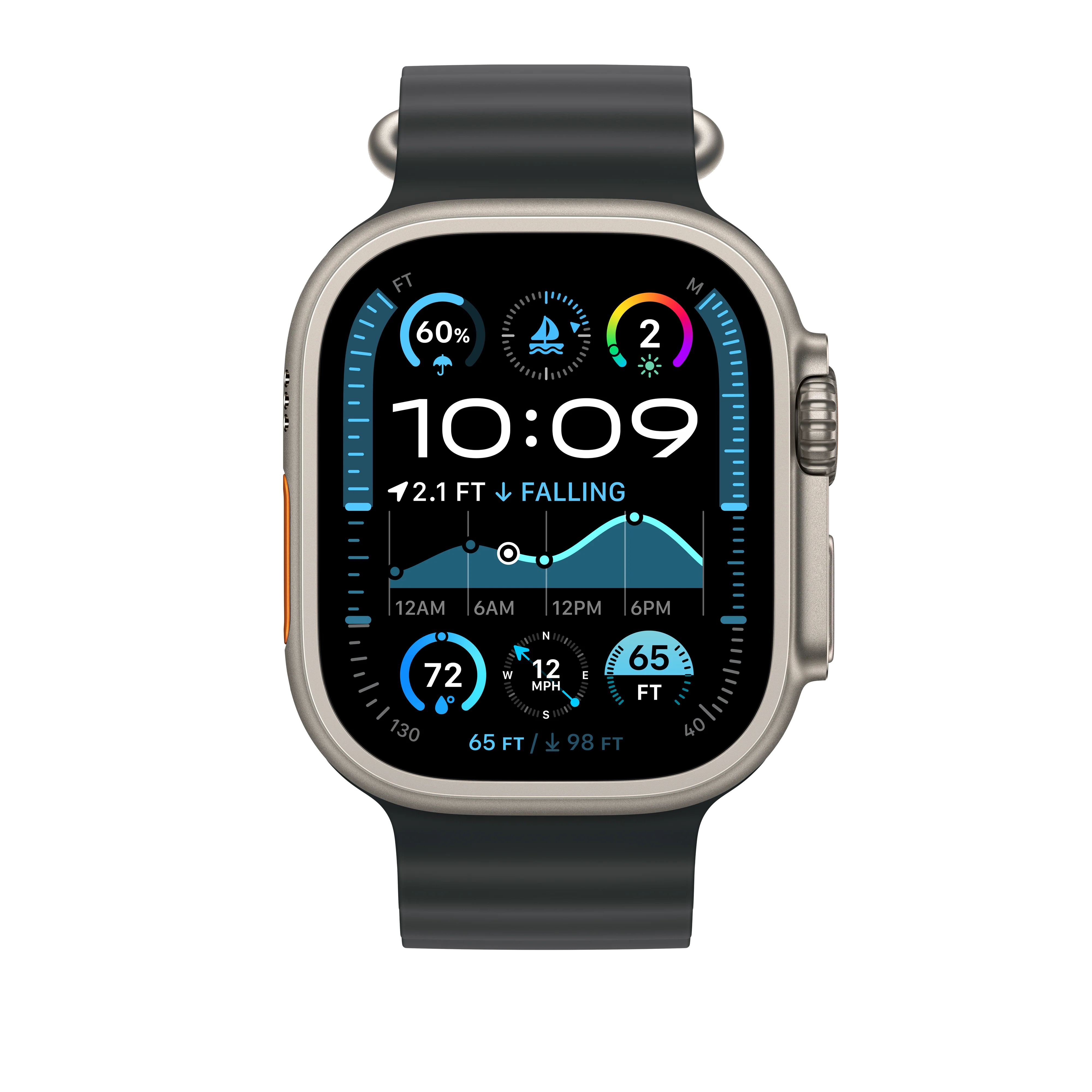 49mm Black Ocean Band - Natural Titanium Finish - Image 3