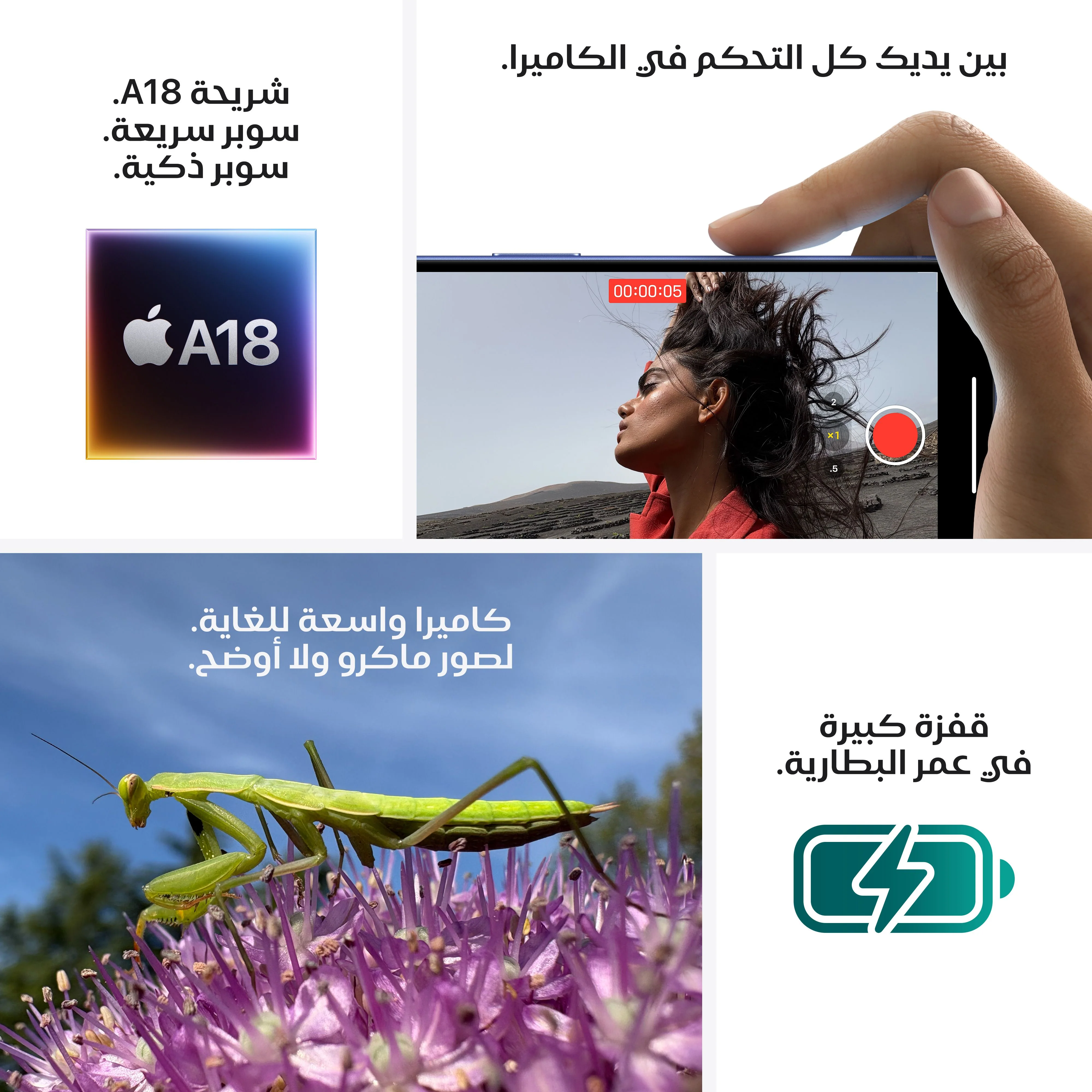 iPhone 16 من Apple (سعة تخزين 256GB) - أسود - Image 8